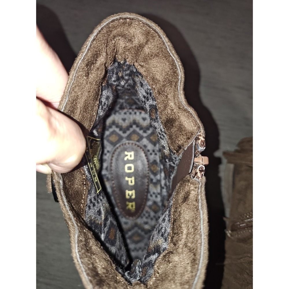 Roper women's brown suede faux leather "Fringy" western booties,Size 6 - Picture 7 of 8